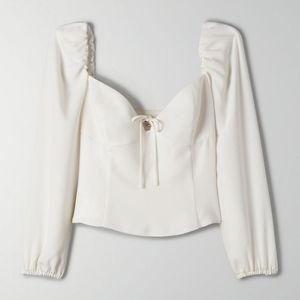 Aritzia Novella Blouse, Large, White/Light Birch